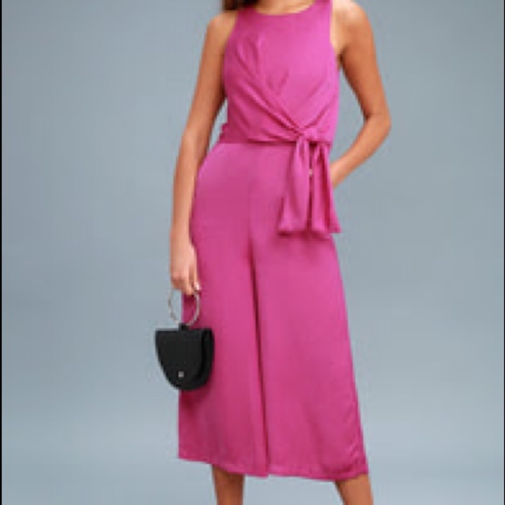 Lulu's Magenta Midi Jumpsuit. Size small